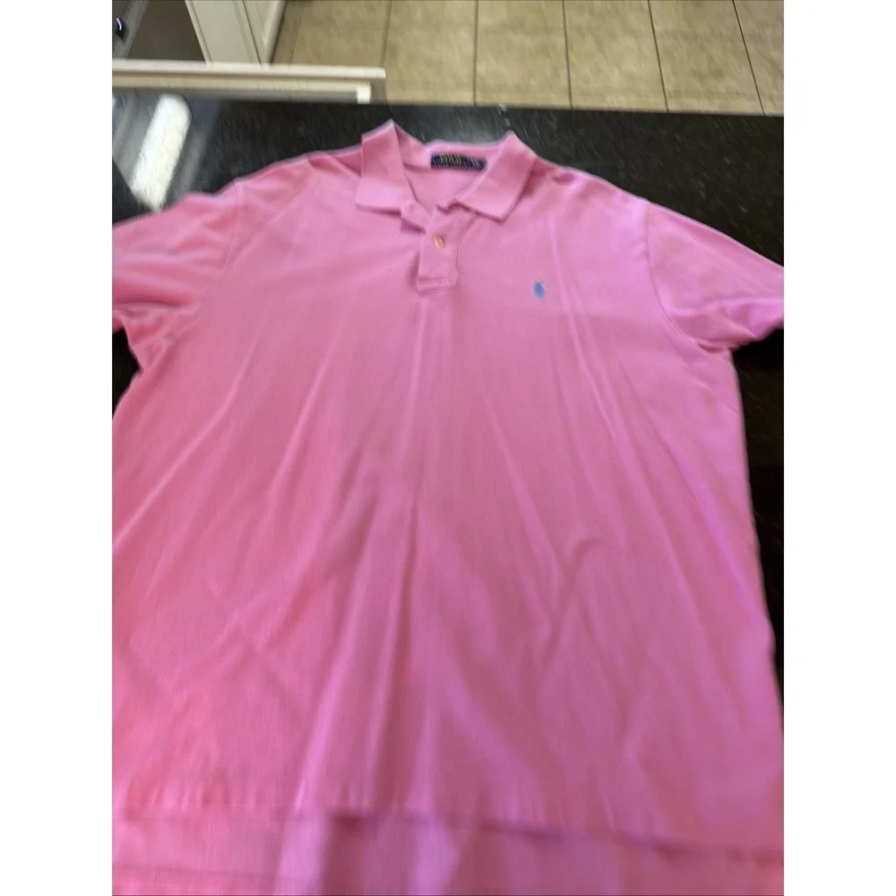 Vintage Y2K Men's Ralph Lauren Polo Shirt Sz XXL Pullover Pink w/blue Horse 2XL
